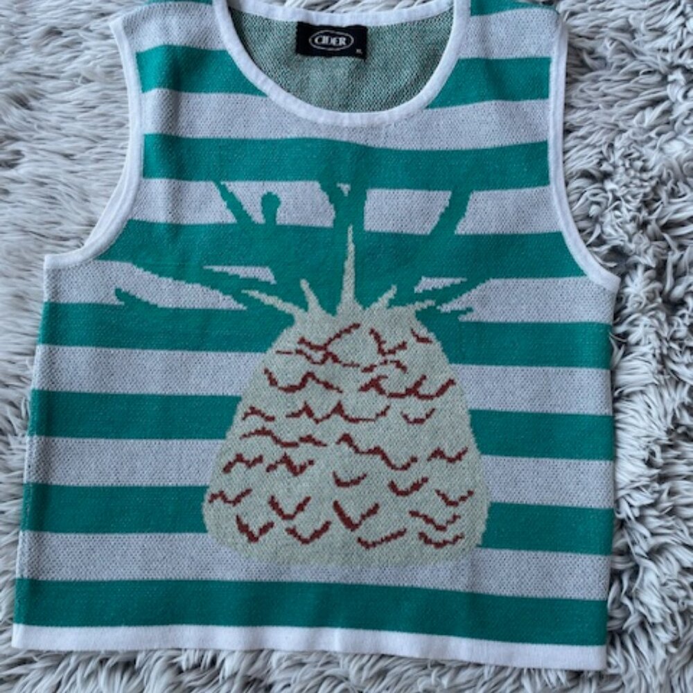 Cider Cropped Pineapple Sweater Vest - RUNS SMALL